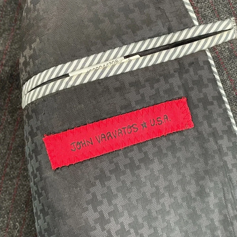 John Varvatos Sports‎ Coat Blazer Men 40R Grey Striped Wool Blend 2 Button Front